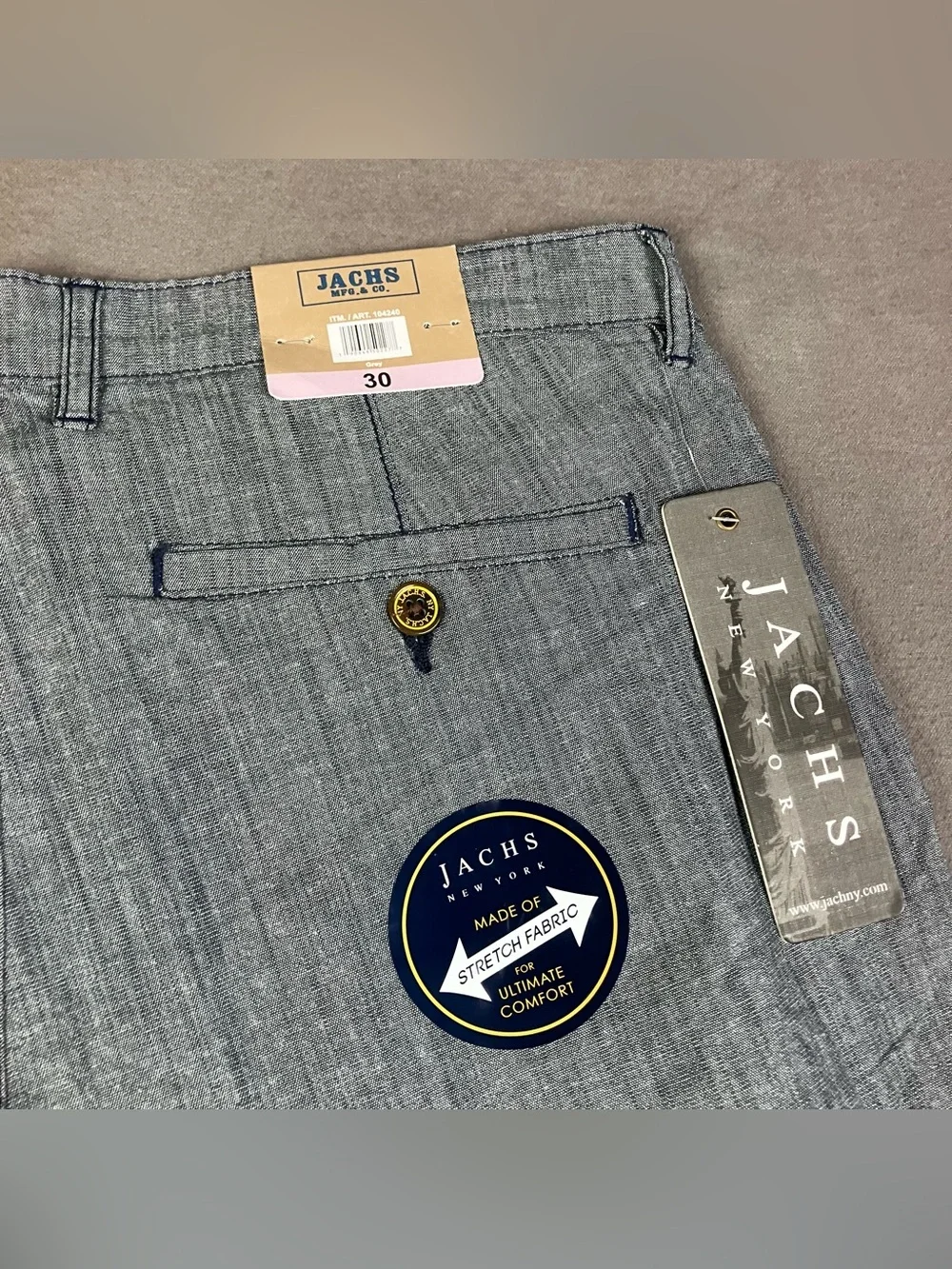 JACHS New York Men’s Size 30 Flat Front Chino Shorts Gray Navy NWT! New with tag